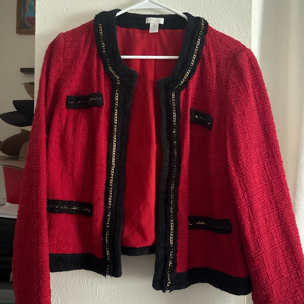 Chic Red and Black Women's Jacket